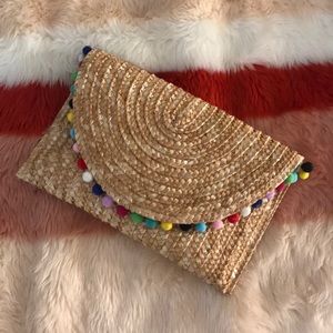 Woven straw clutch